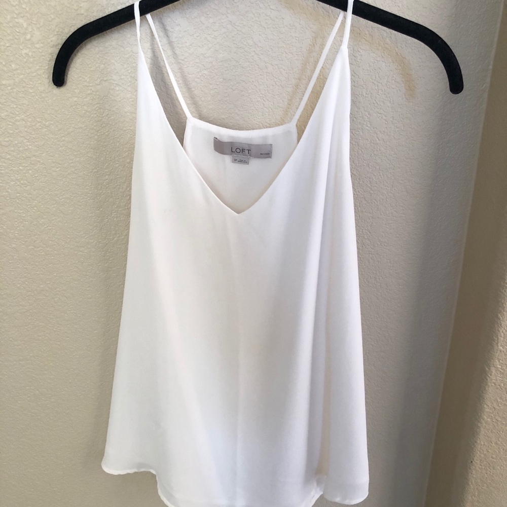 Loft Chiffon Off White Racerback Tank Top
